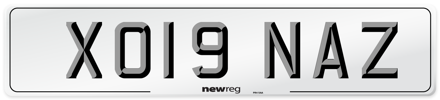 XO19 NAZ Number Plate from New Reg